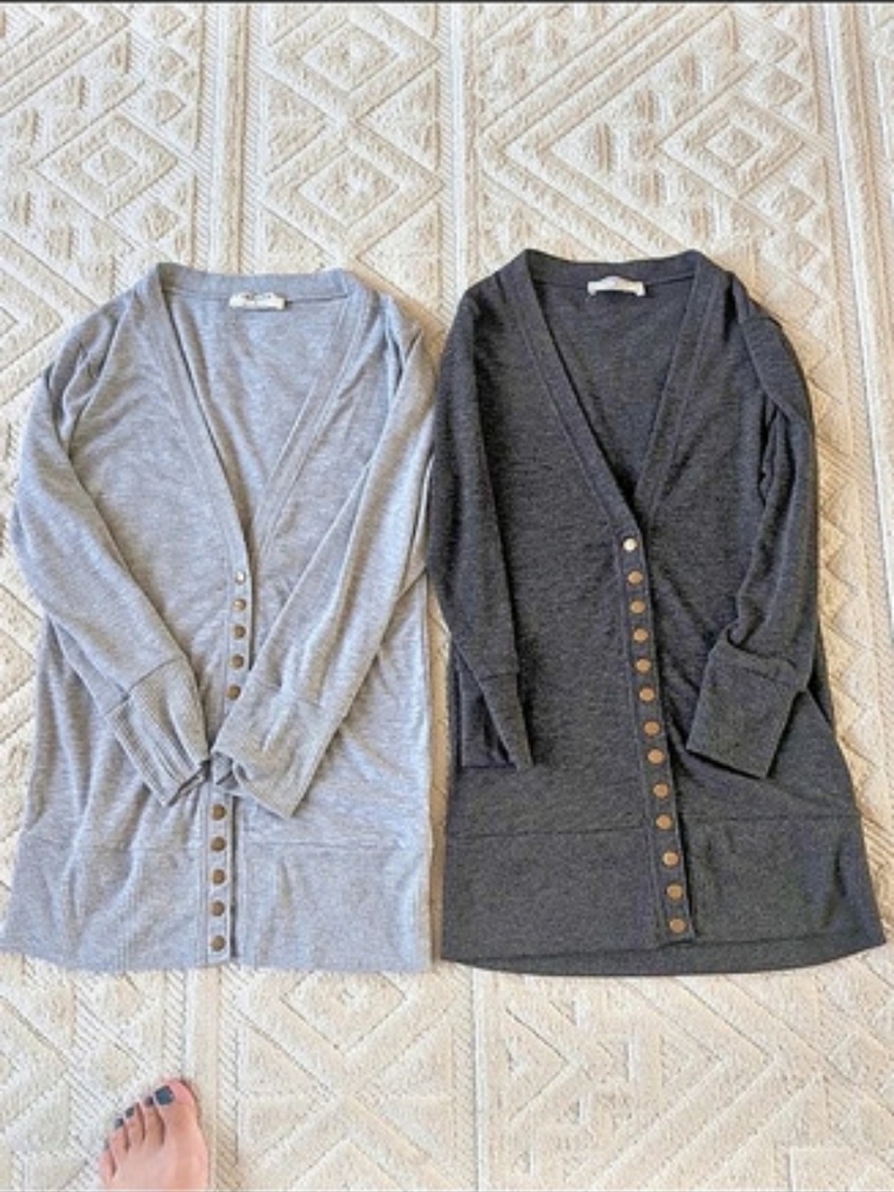 Zenana 3/4 Snap Button Cardigan Gray & Black
